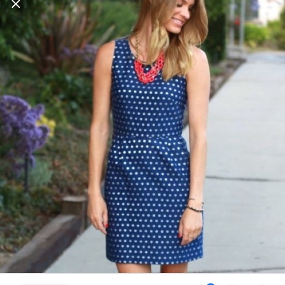 J. Crew Dresses & Skirts - J. Crew Blue and Silver Polka-Dot Dress